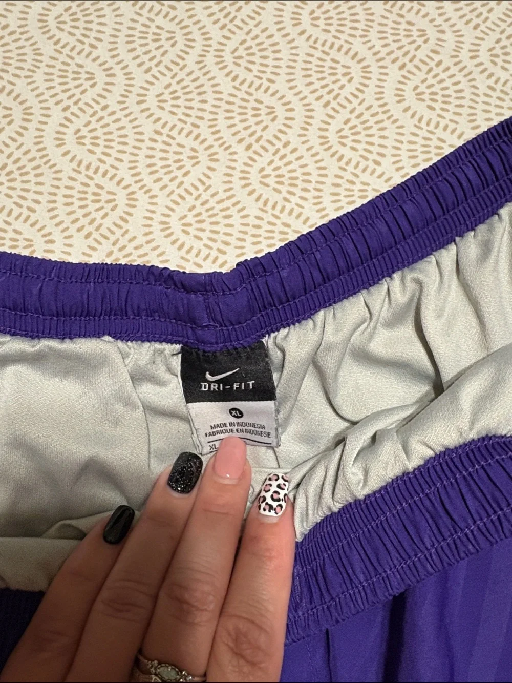 Nike Women's Purple Running Shorts with Lime and Lavender Trim